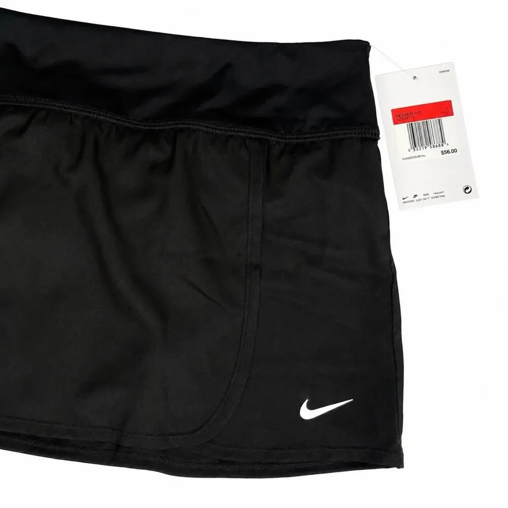 Nike Women’s Swim Skort Black Size L Athletic Swim Skirt Built-In Brief NWT